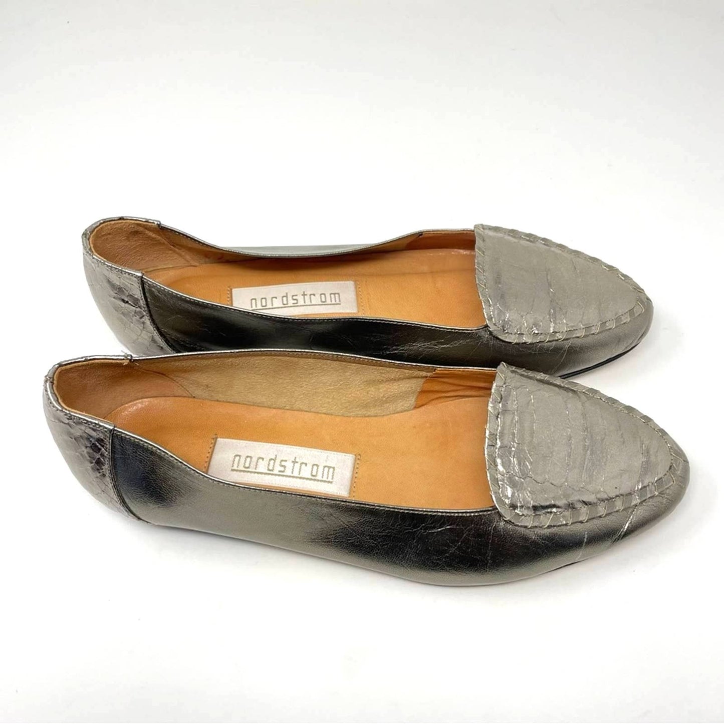 Vintage Silver Leather Loafers Slip Ons Nordstrom 7