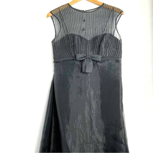 Vintage Black Cocktail Dress with Bow Sheer Top 8