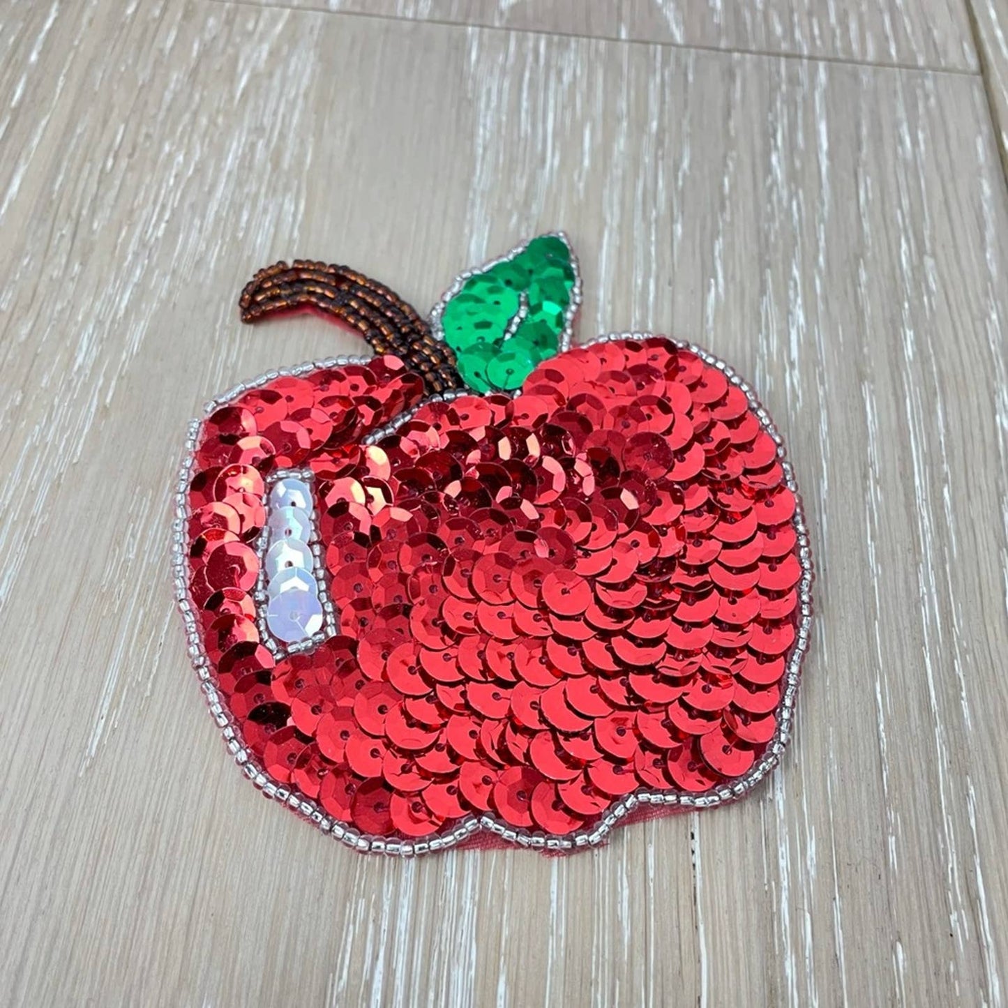 Vintage Sequin Apple Pin Embellishment Patch