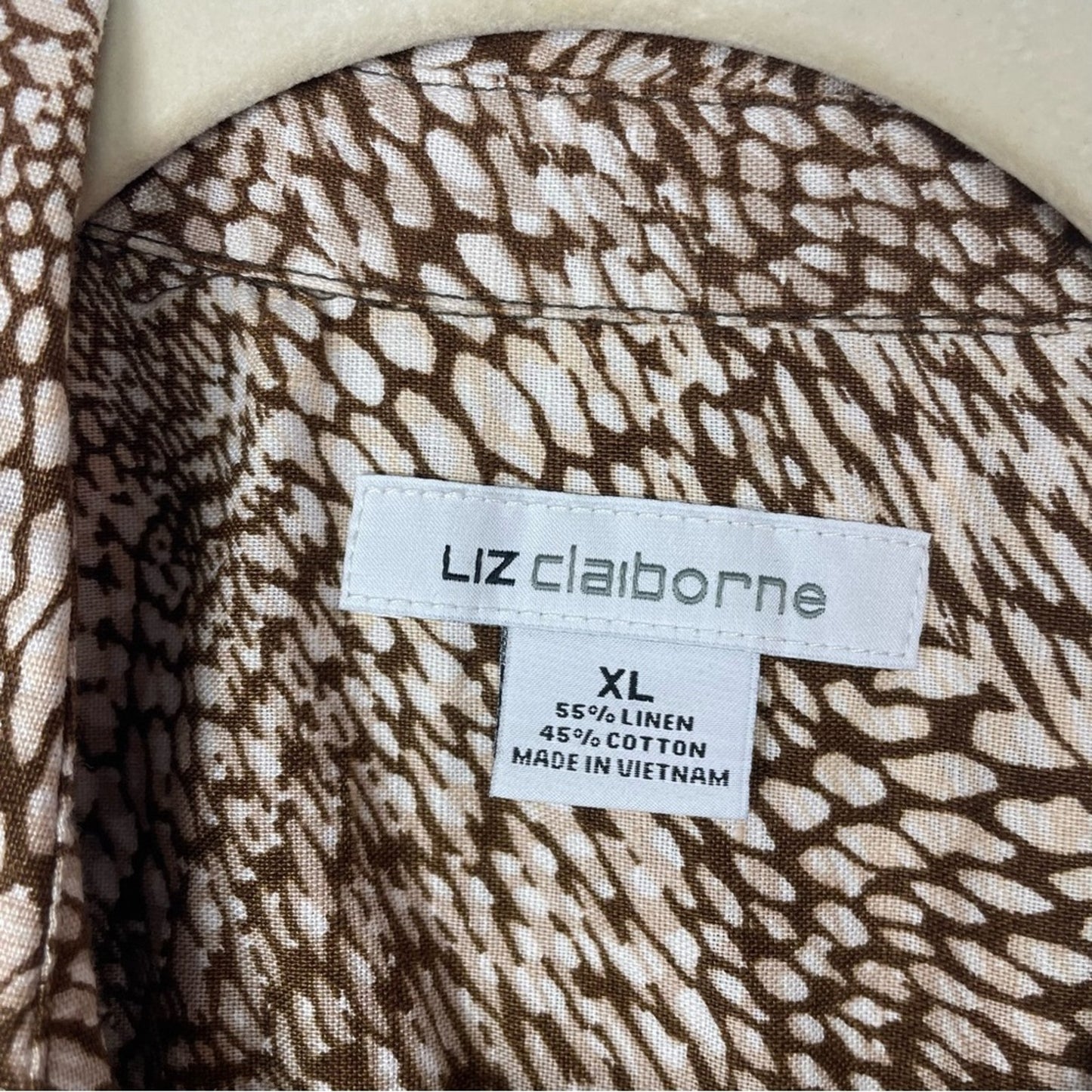 Vintage Liz Claiborne Brown Tank Top Linen Cotton Blend XL