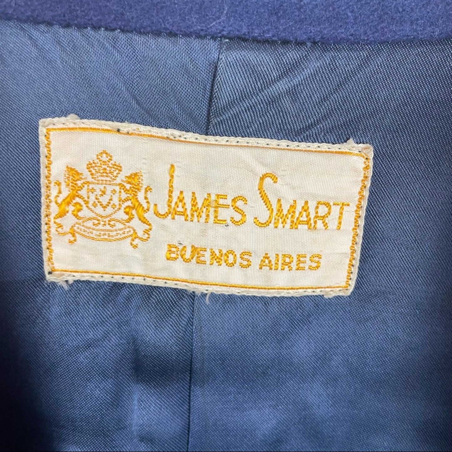 Wool Blue Blazer Red Buttons Vintage James Smart Medium