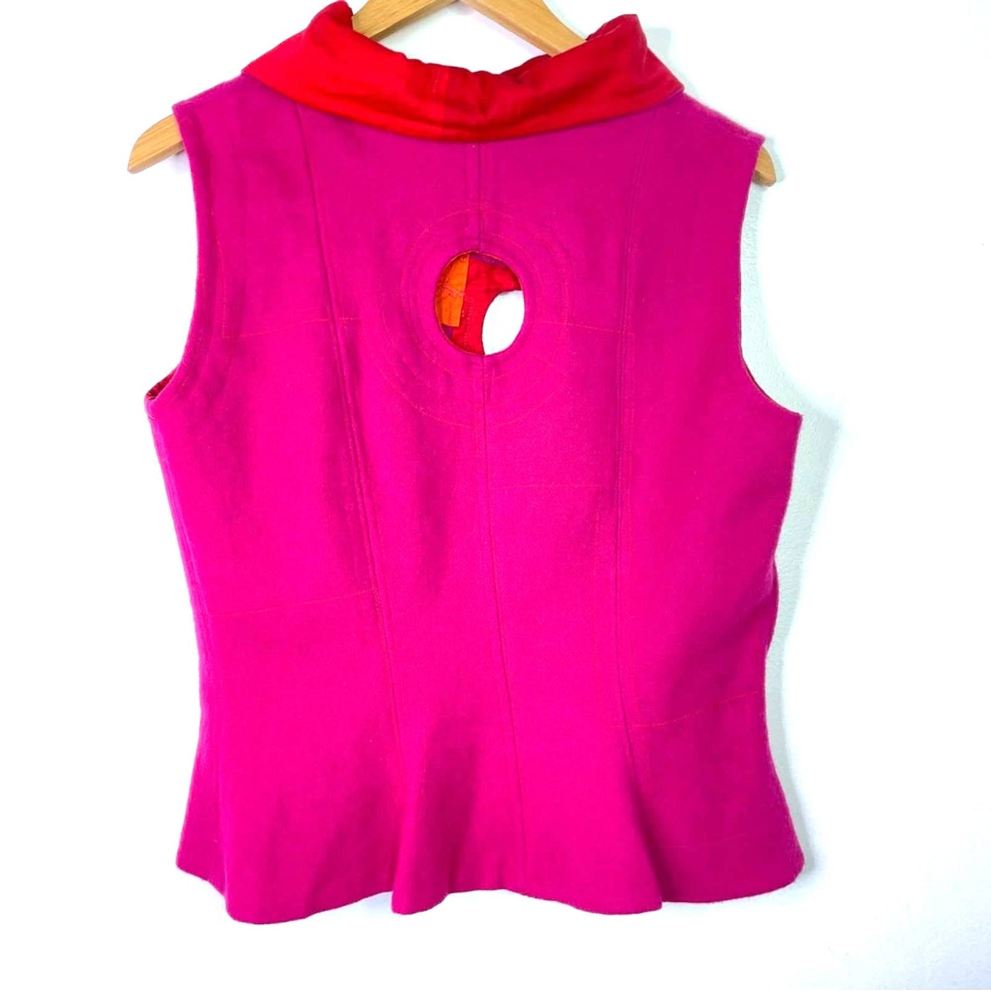 Pink and Red Top Unique Futuristic Bright Tank Top Felt Structured