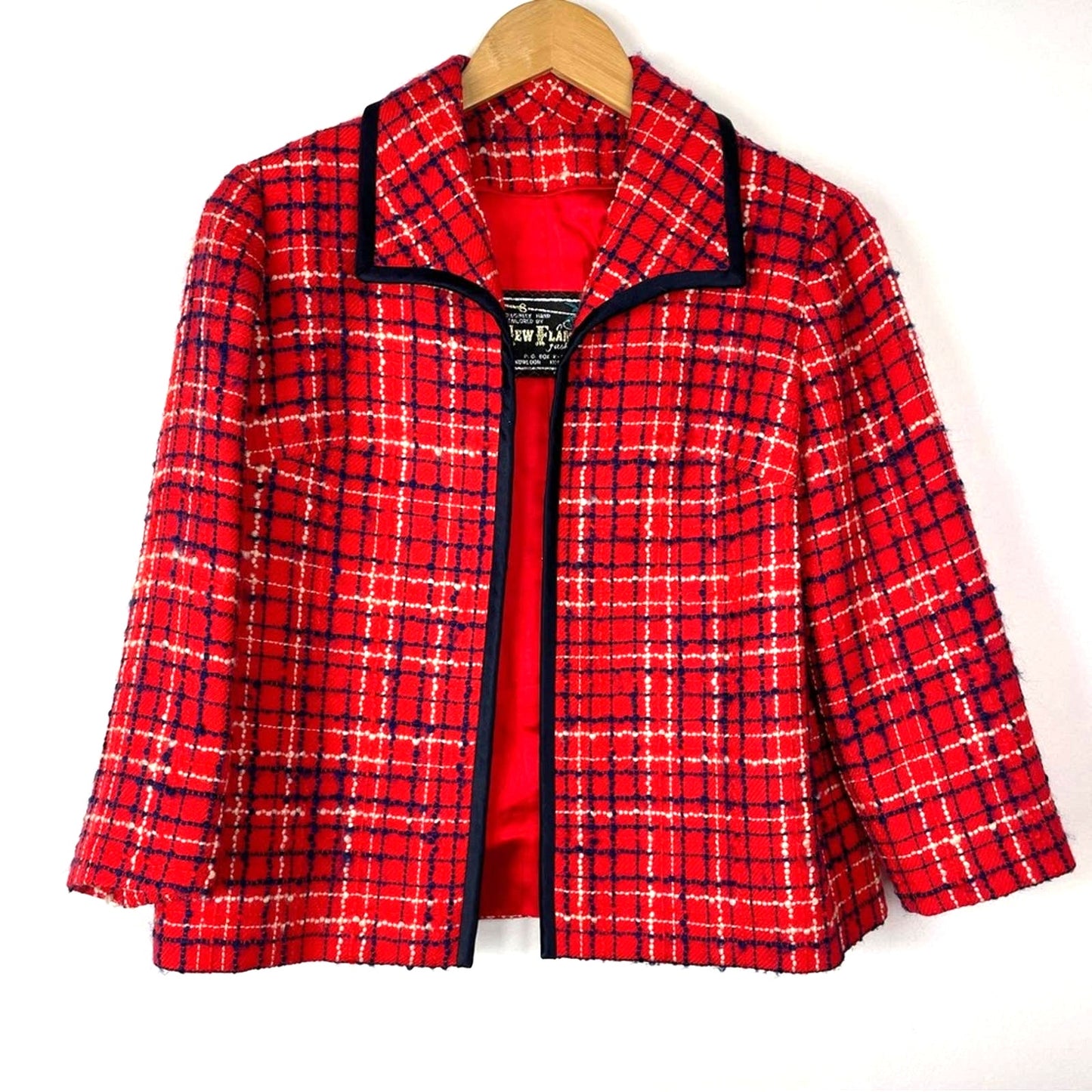 Vintage | Red Plaid Blazer Jacket New Flamingo Fashions 1960s