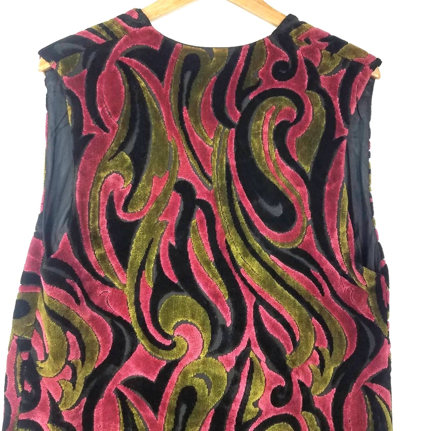 S. Eisenberg | Vintage Velvet Psychedelic Vest Pink Green 1960s Bohemian