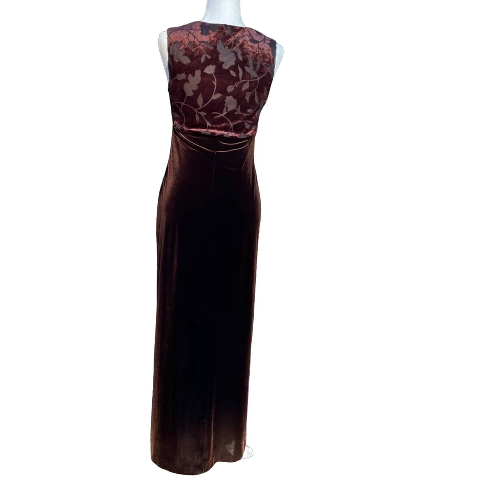 Vintage Brown Velvet Maxi Dress 90s Y2K PoppyandtheBee Vintage Brown Velvet Maxi Dress 90s Y2K PoppyandtheBee