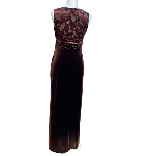 Vintage Brown Velvet Maxi Dress 90s Y2K