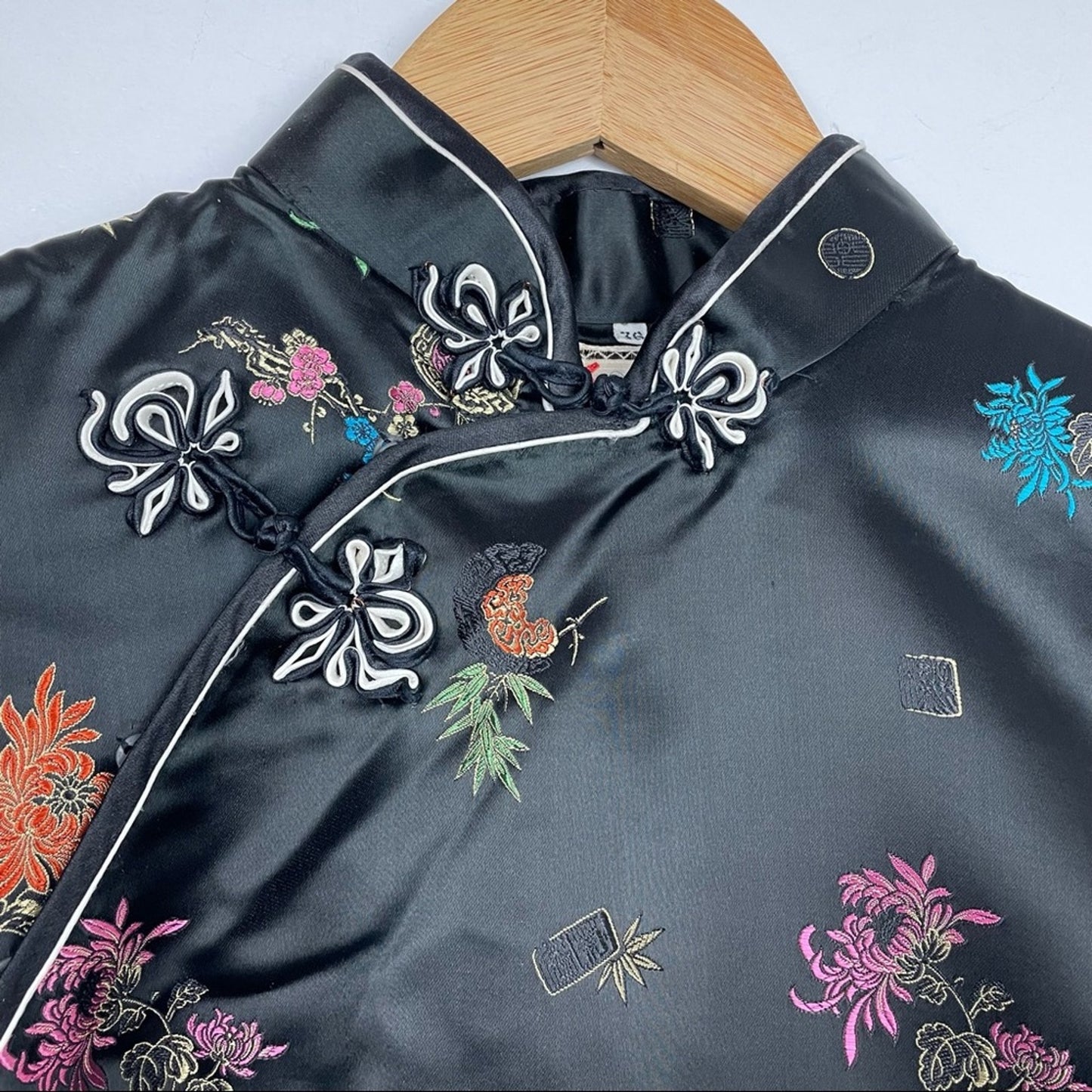 Vintage | Black Silky Cheongsam Dress Asian Style Evening Dress
