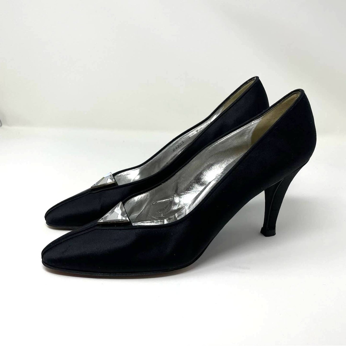 YSL | Black Pump Heels Jeweled Saint Laurent 9.5 Vintage