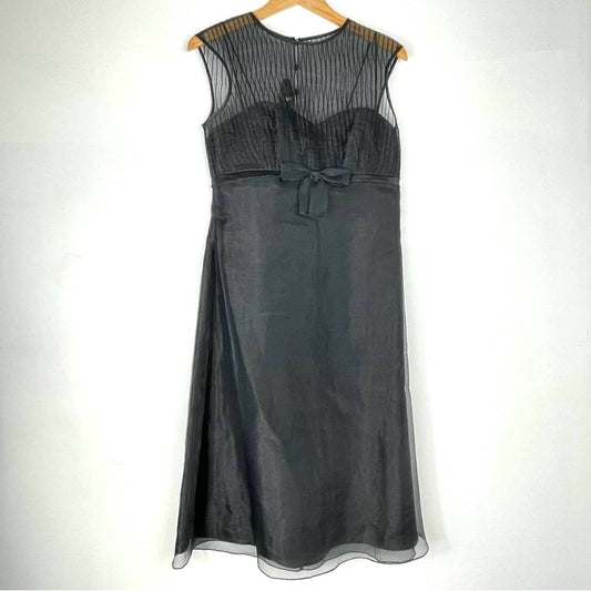 Vintage Black Cocktail Dress with Bow Sheer Top 8