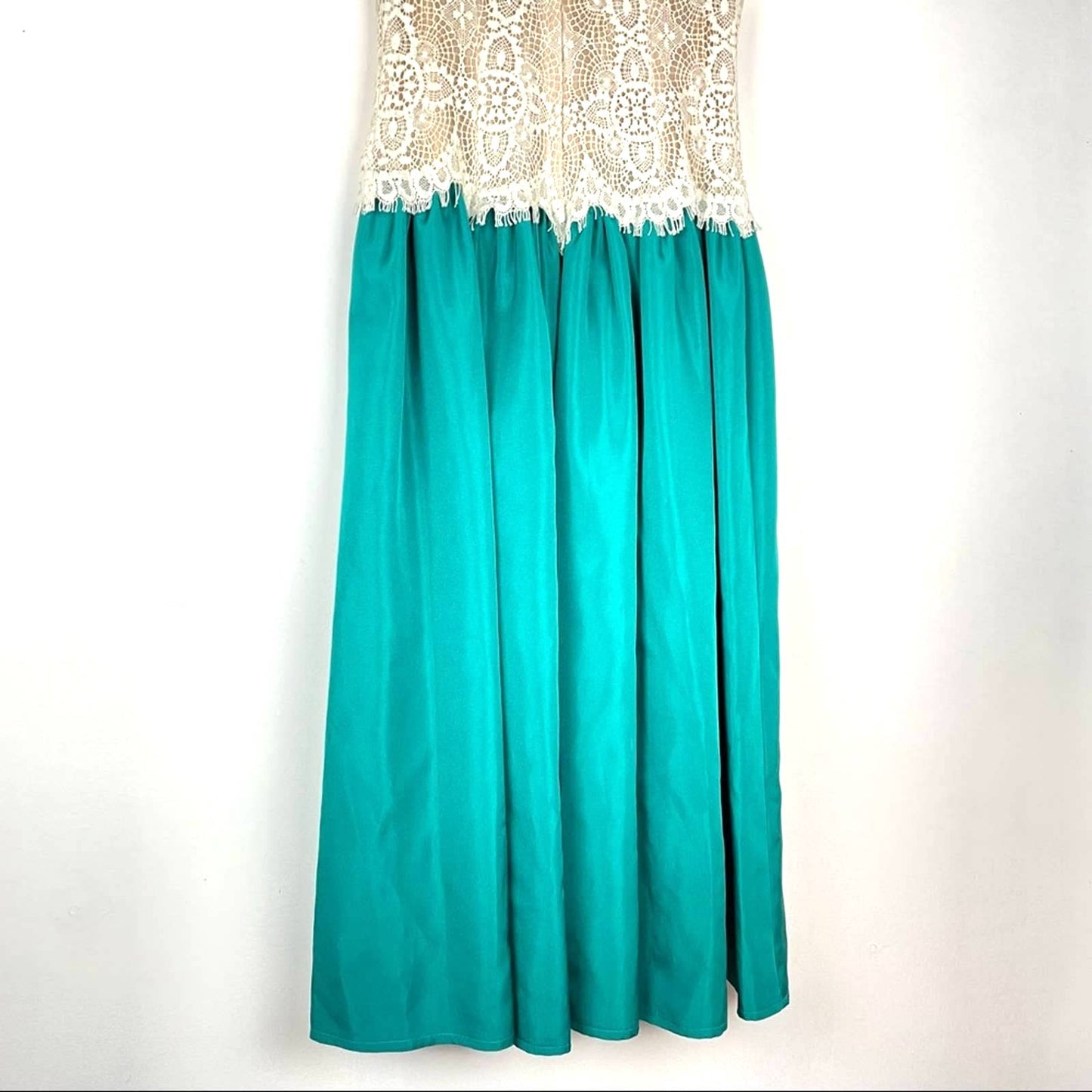 House of Bianchi | Vintage Lace Dress Off the Shoulder Formal Green Skirt