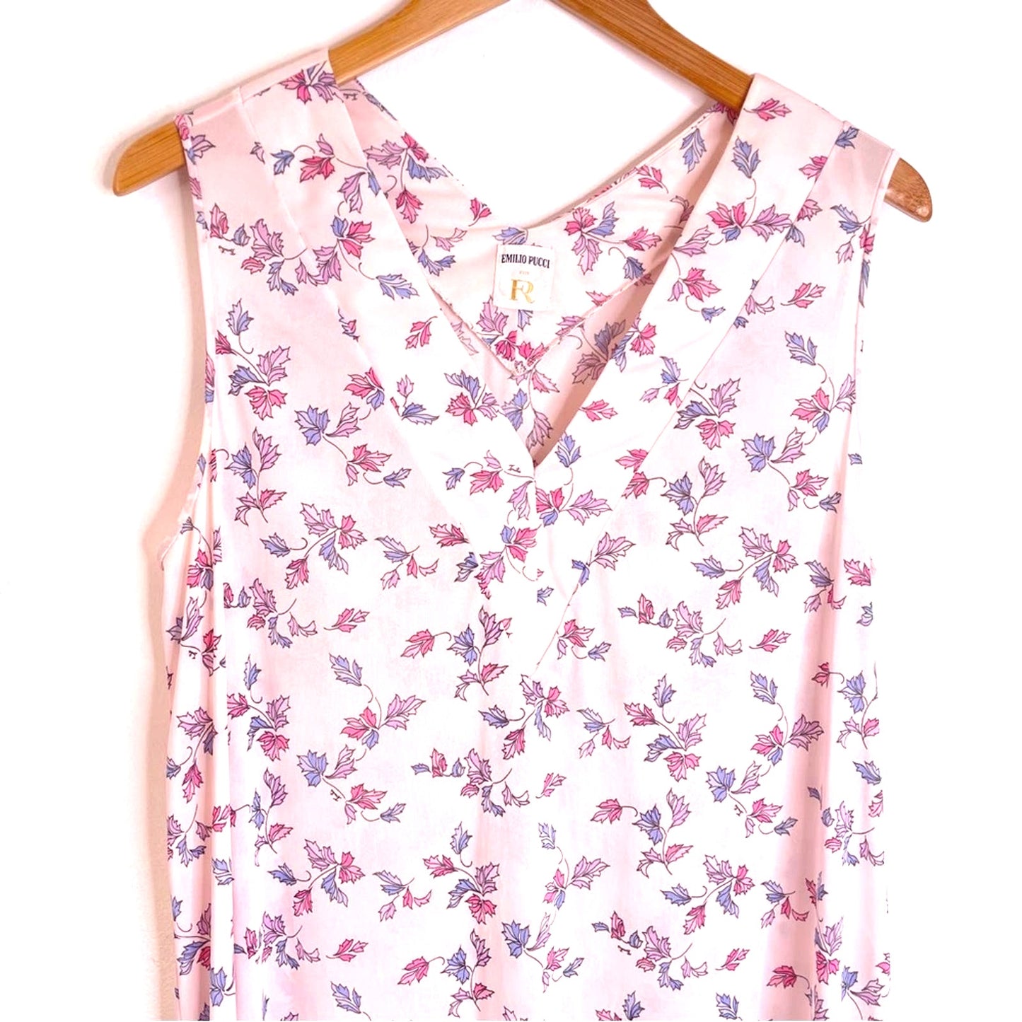 Emilio Pucci Nylon Dress Off White Leaf Pattern Night Dress