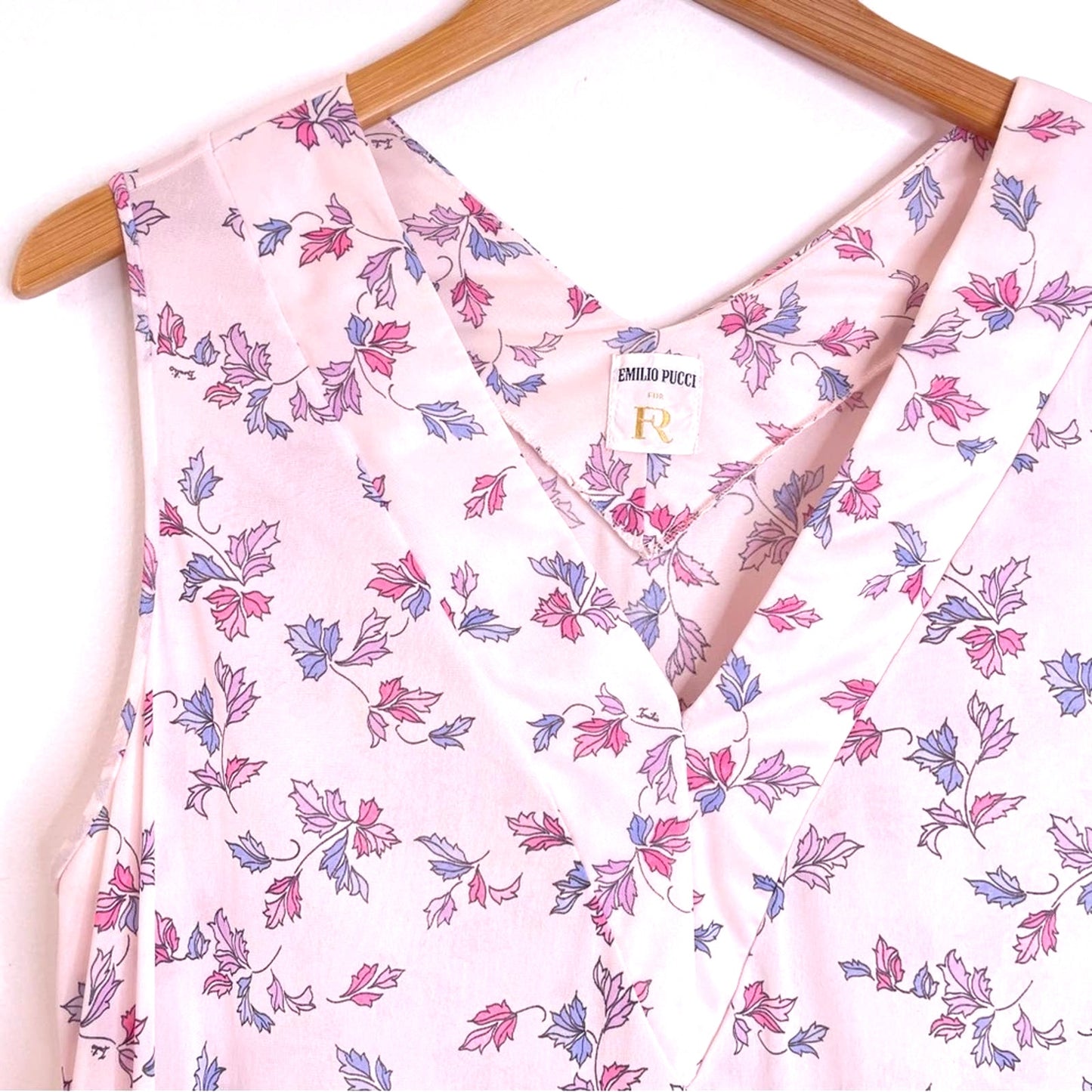 Emilio Pucci Nylon Dress Off White Leaf Pattern Night Dress