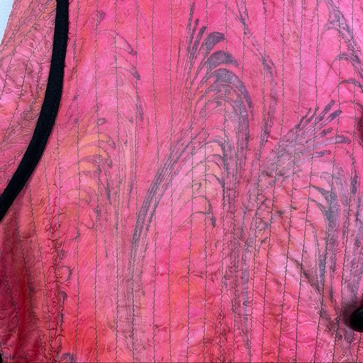 Quilted Silk Jacket Vintage Pink Orange Medium Reversible