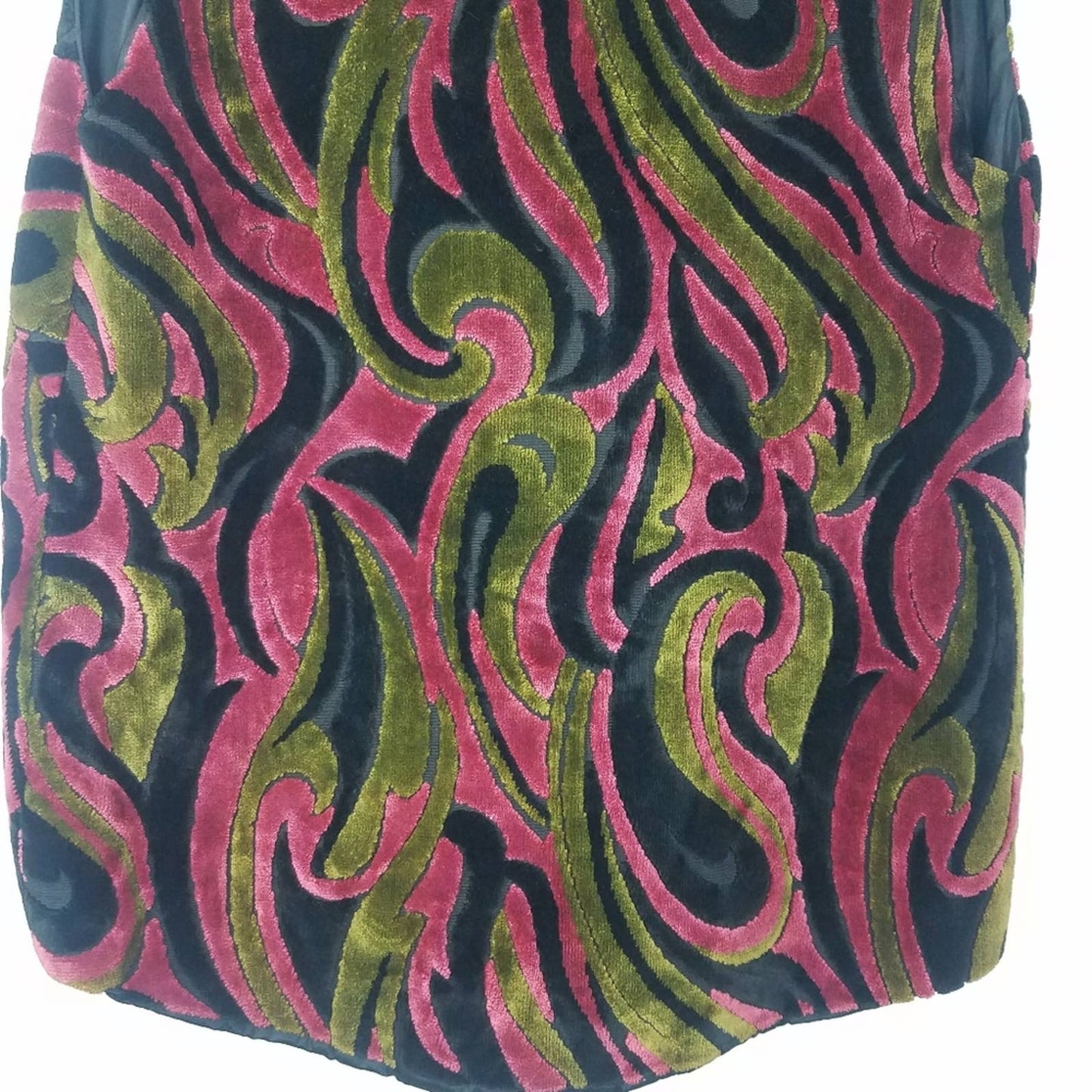 S. Eisenberg | Vintage Velvet Psychedelic Vest Pink Green 1960s Bohemian