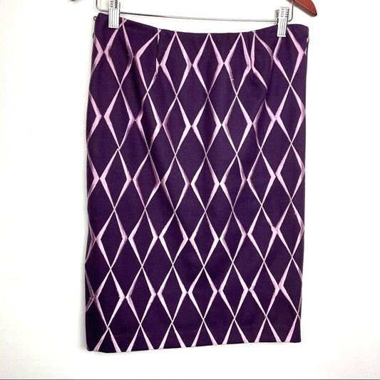 Tocca | Vintage Wool Embroidered Skirt | Purple & Pink Diamond Pattern Size 4