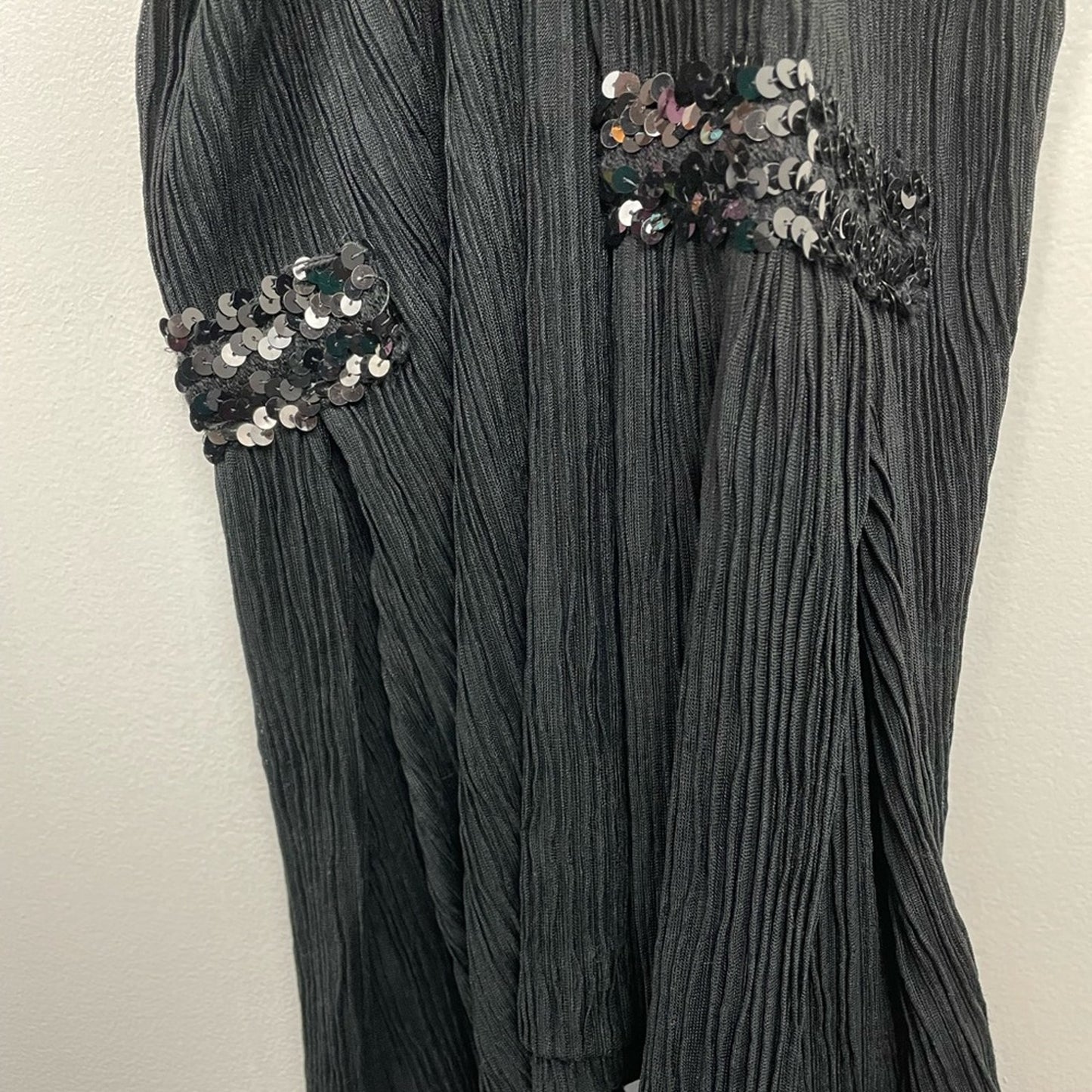 Vintage Black Maxi Dress Sequins Drop Waist