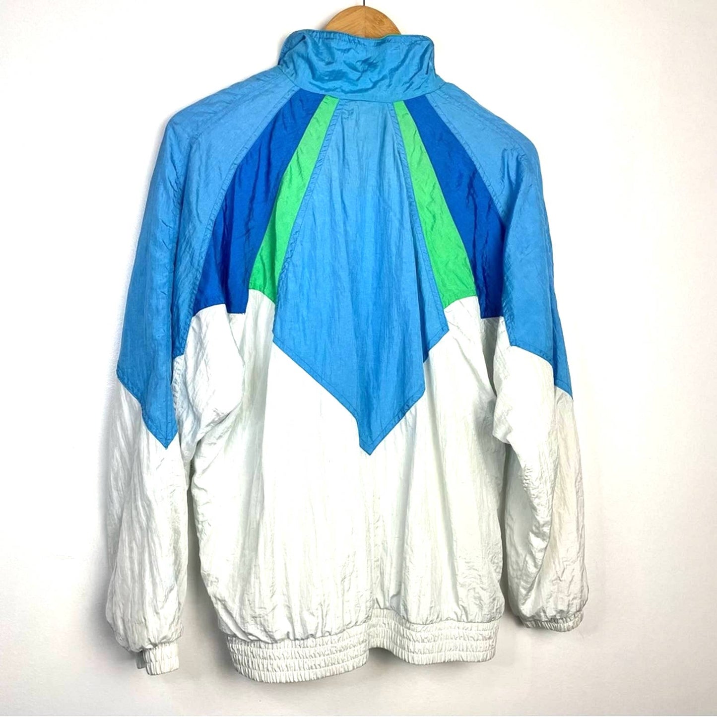 Vintage Athletic Warm Up Jacket White Blue Green