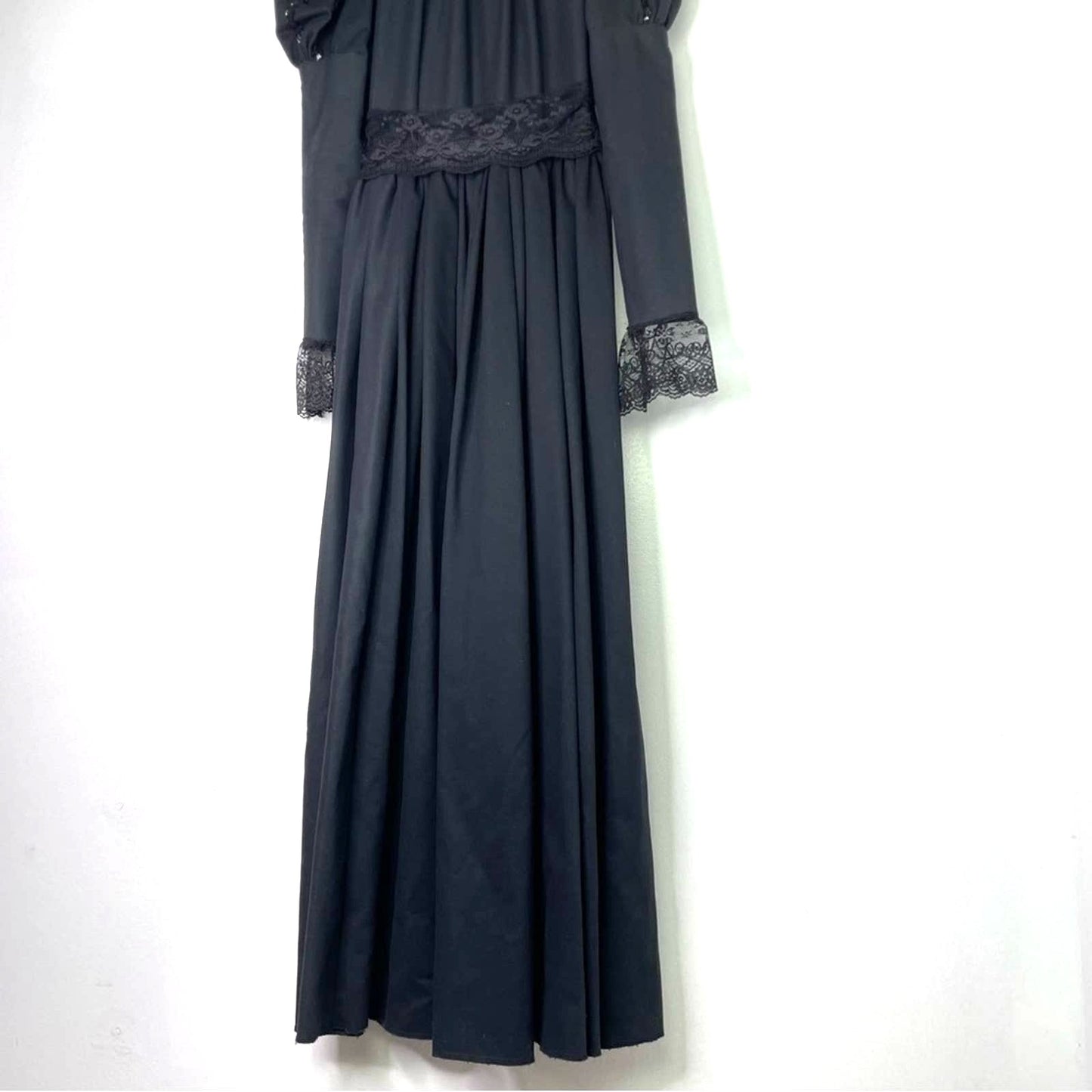 Vintage Handmade Black Dress Victorian Gown Wednesday Gothic XS