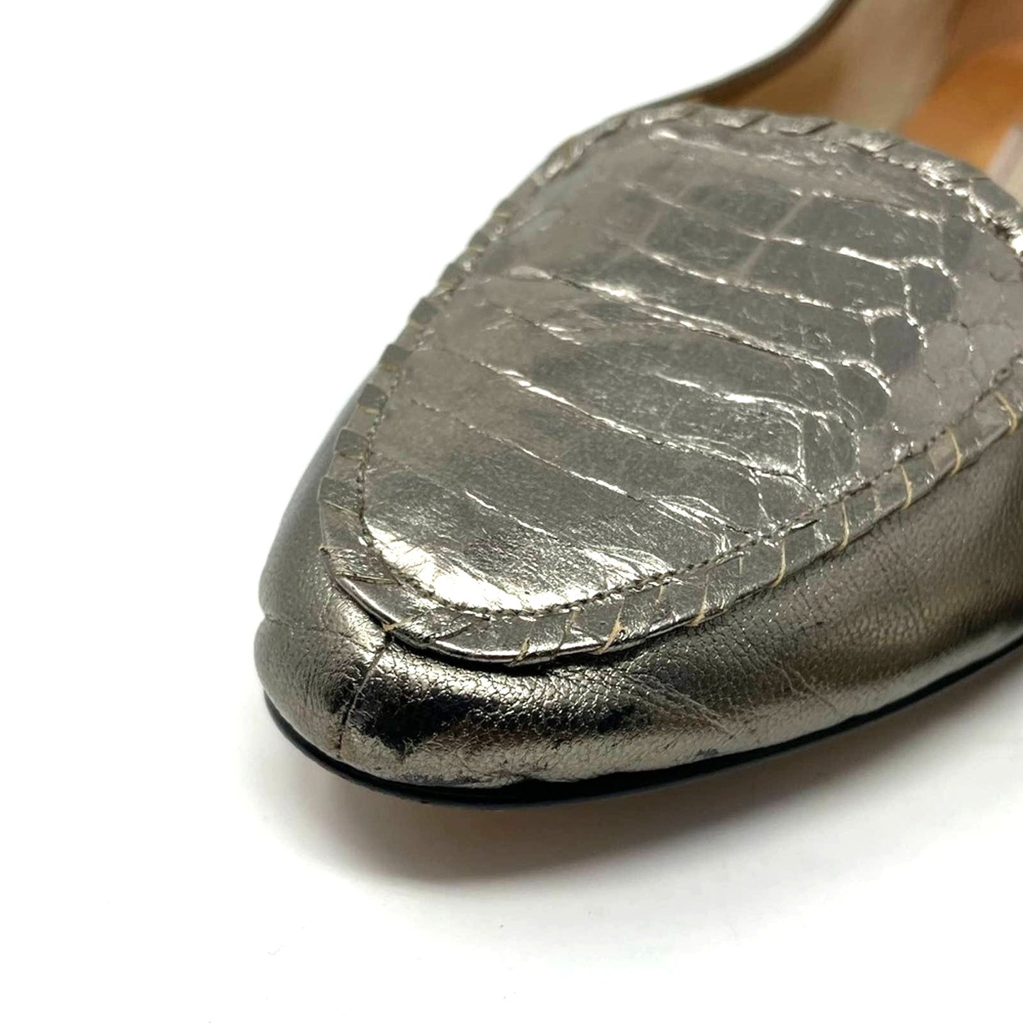 Vintage Silver Leather Loafers Slip Ons Nordstrom 7