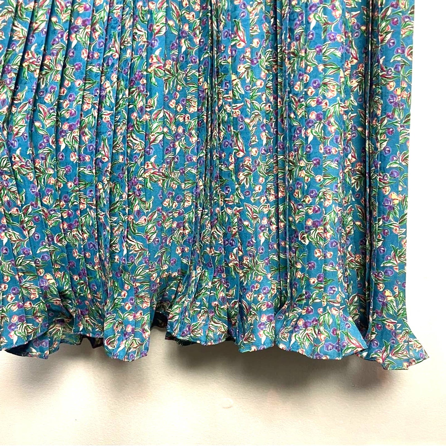 Vintage | Diane Freis Dress Blue Floral and Bird Pattern