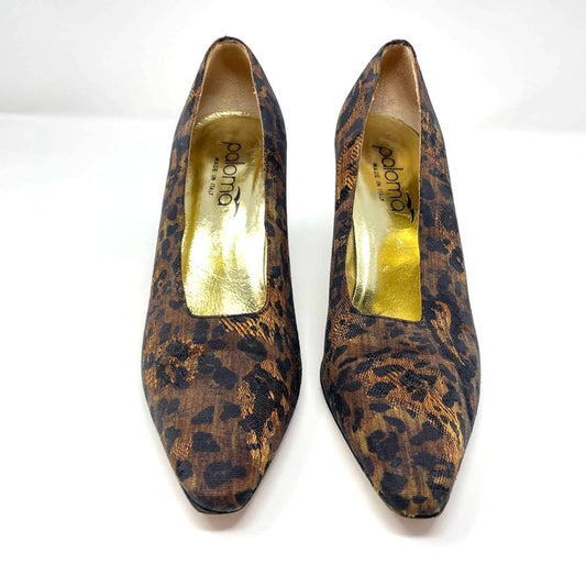 Vintage Leopard Print Heels 6.5 Unusual Shape Heel Pumps