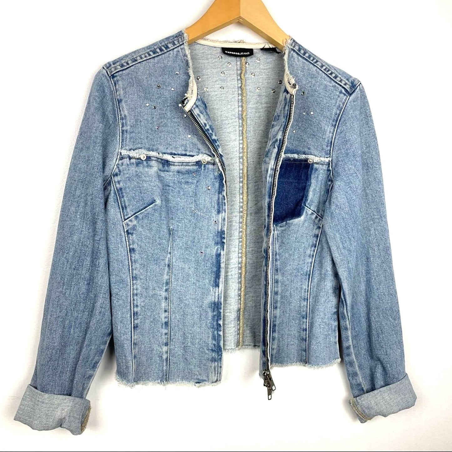 Vintage Express Jeans | Denim Jacket with Sparkles Rhinestones