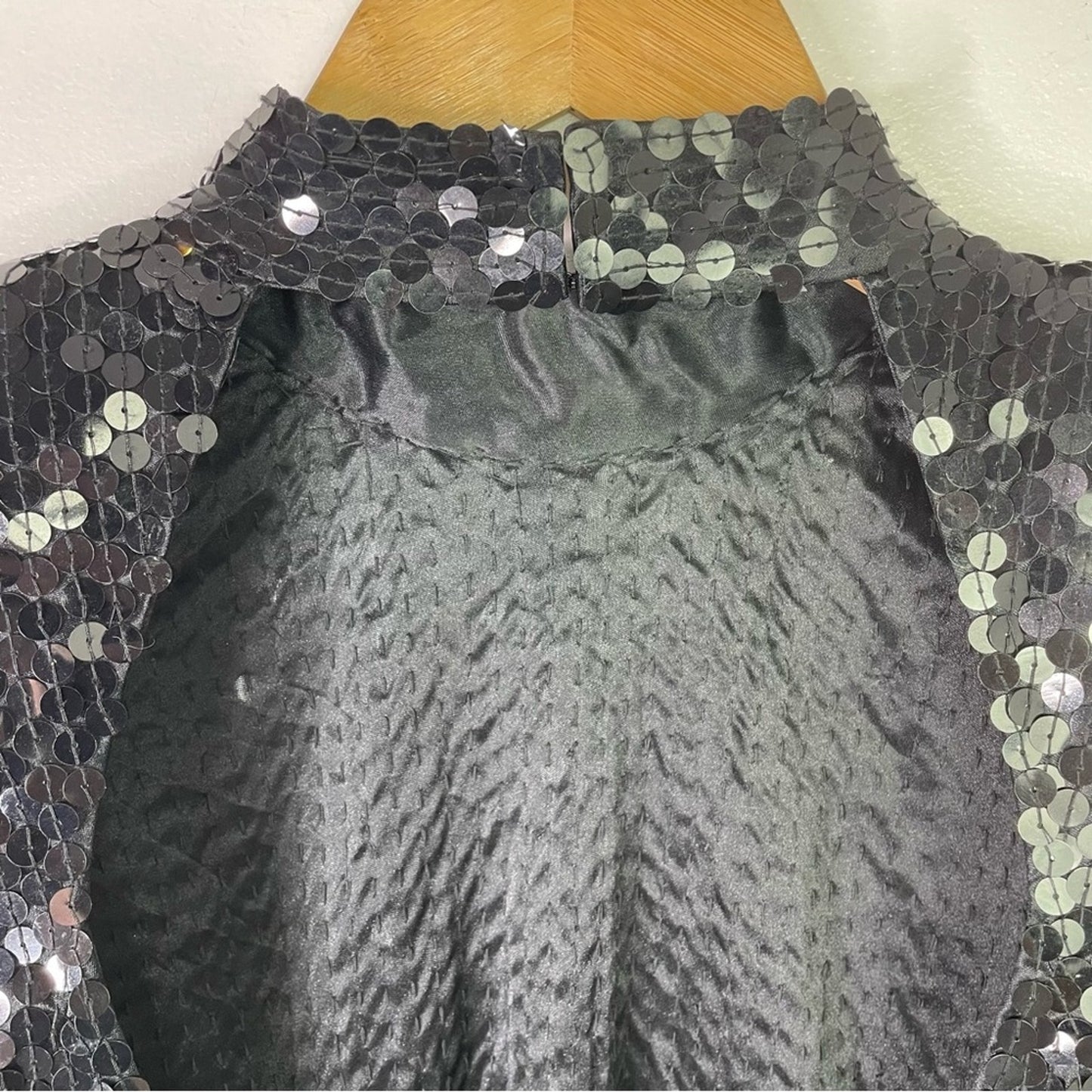 Vintage Black Sequin Dress Long Sleeve 1980s Glam Sparkle