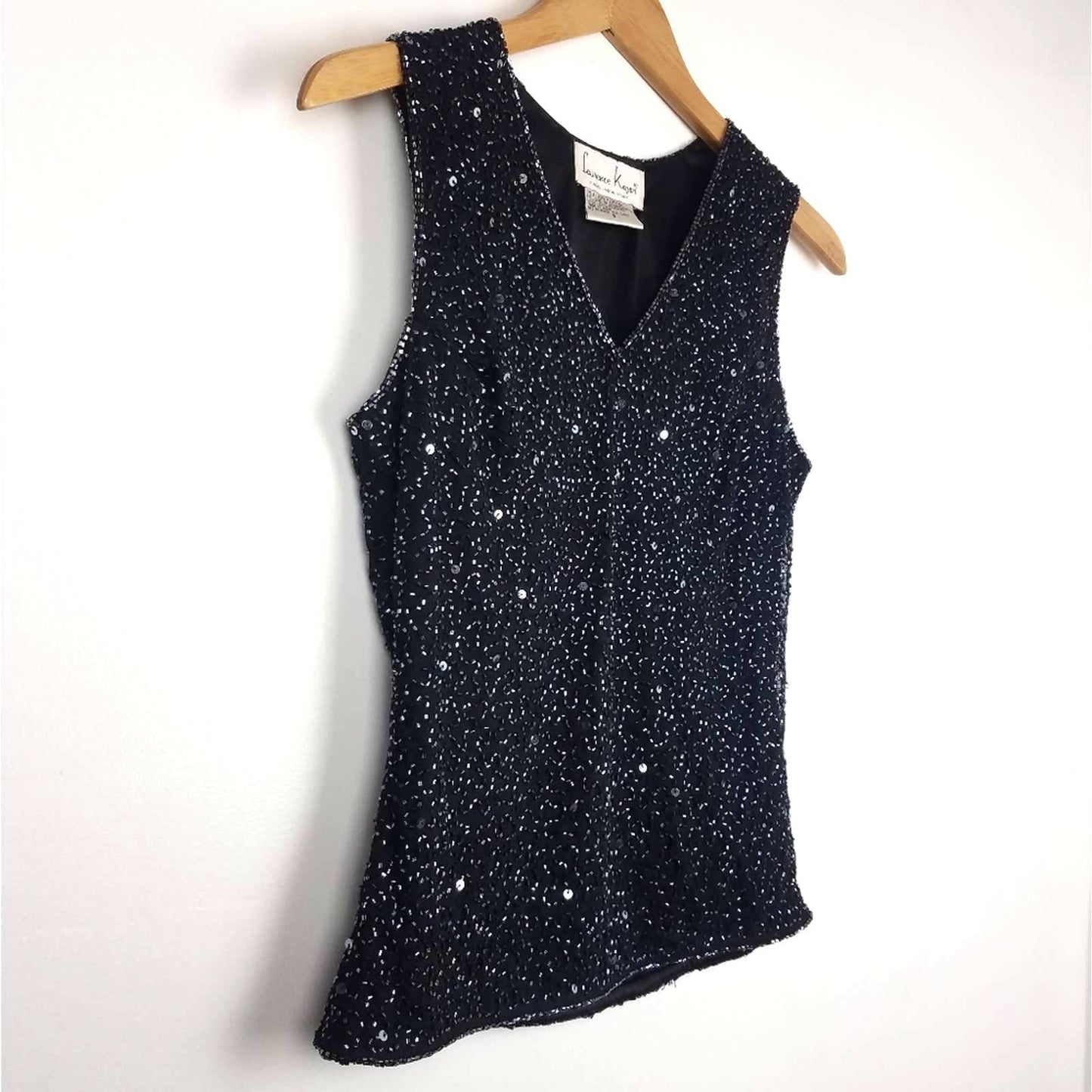 Vintage Laurence Kezar | Beaded Sequin Black Tank