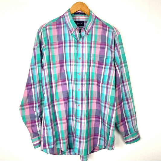 Vintage Levi’s Button Up Shirt Plaid Colorful Men’s L