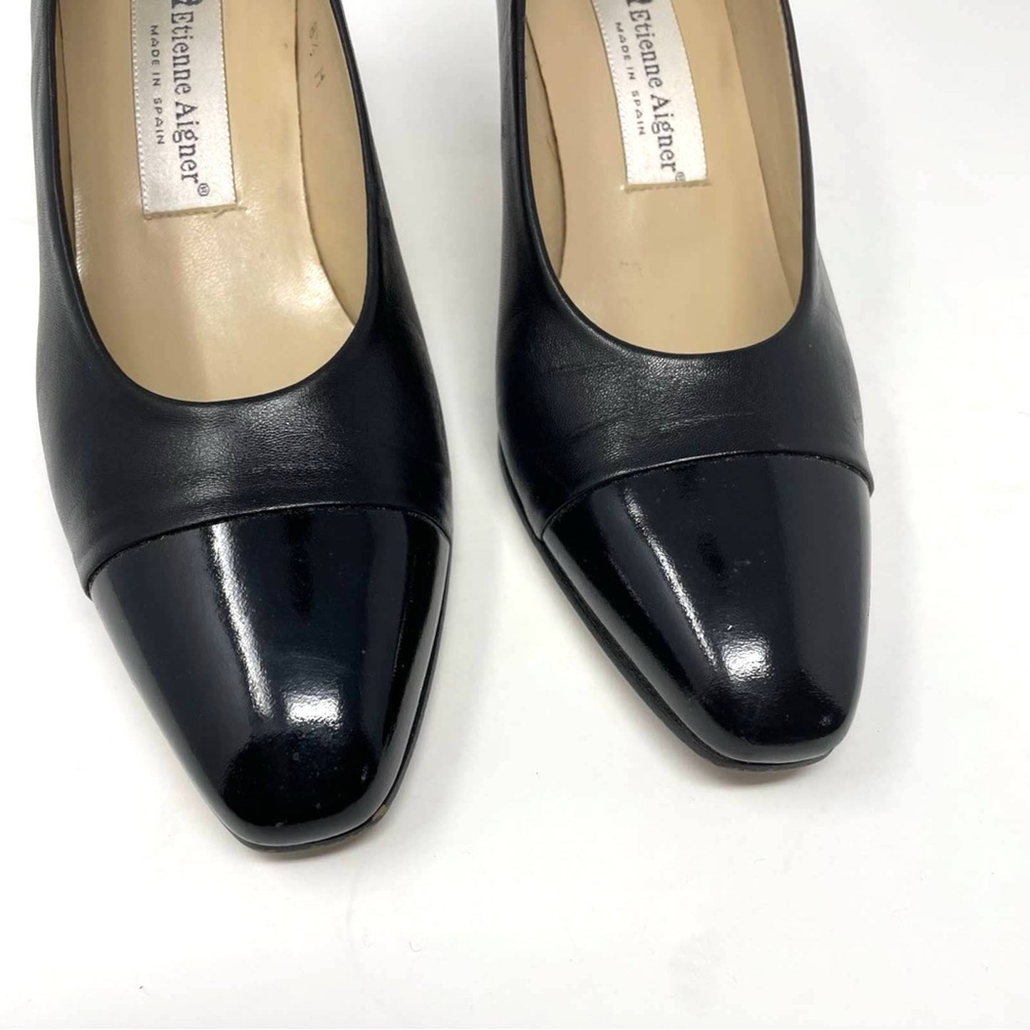 Etienne Aigner Black Leather Heels Vintage 8.5