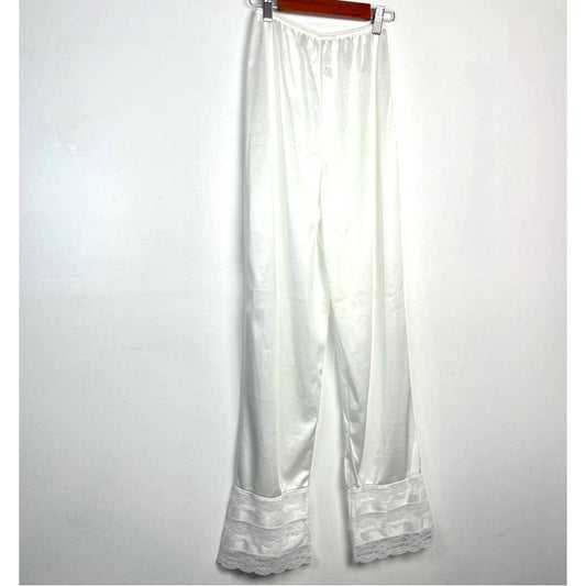 Vintage White Nylon Bloomers Pajama Pants Satiny Small