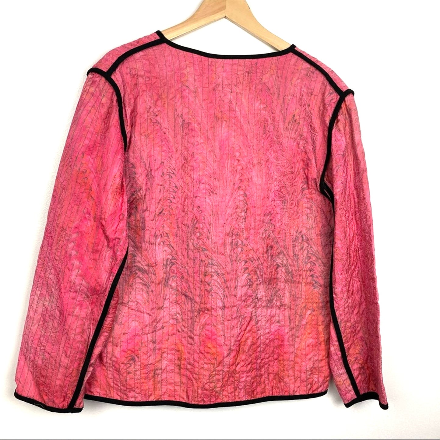 Quilted Silk Jacket Vintage Pink Orange Medium Reversible