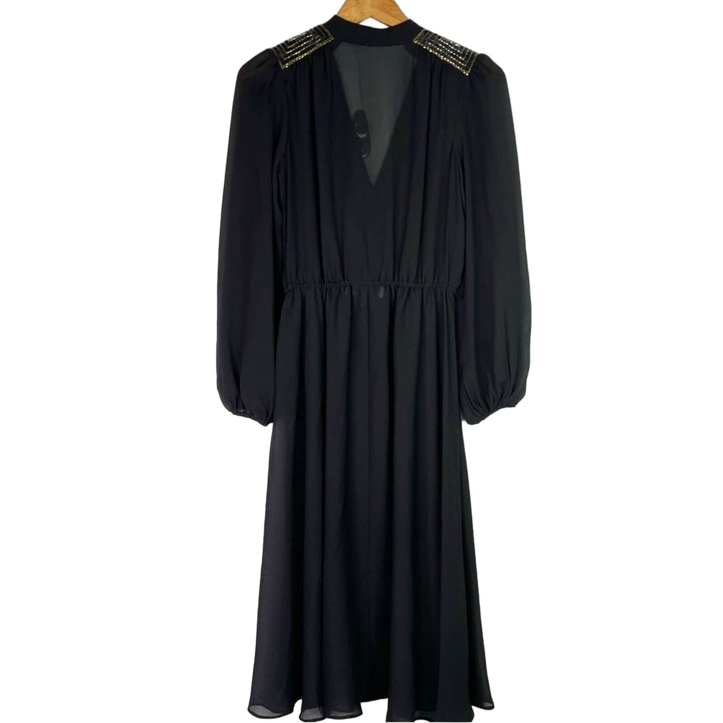 Vintage | Sheer Black Dress Sequin & Beaded Shoulder Patches