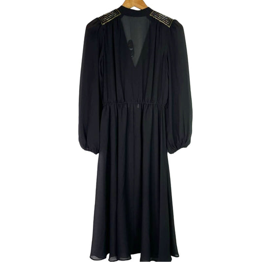 Vintage | Sheer Black Dress Sequin & Beaded Shoulder Patches