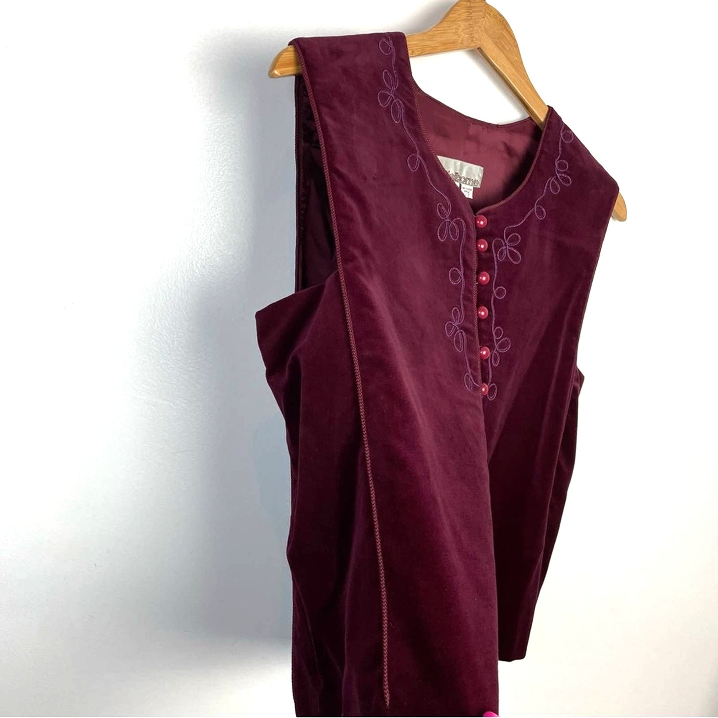 Vintage Liz Claiborne Velvet Maroon Two Piece Skirt Suit 1970s