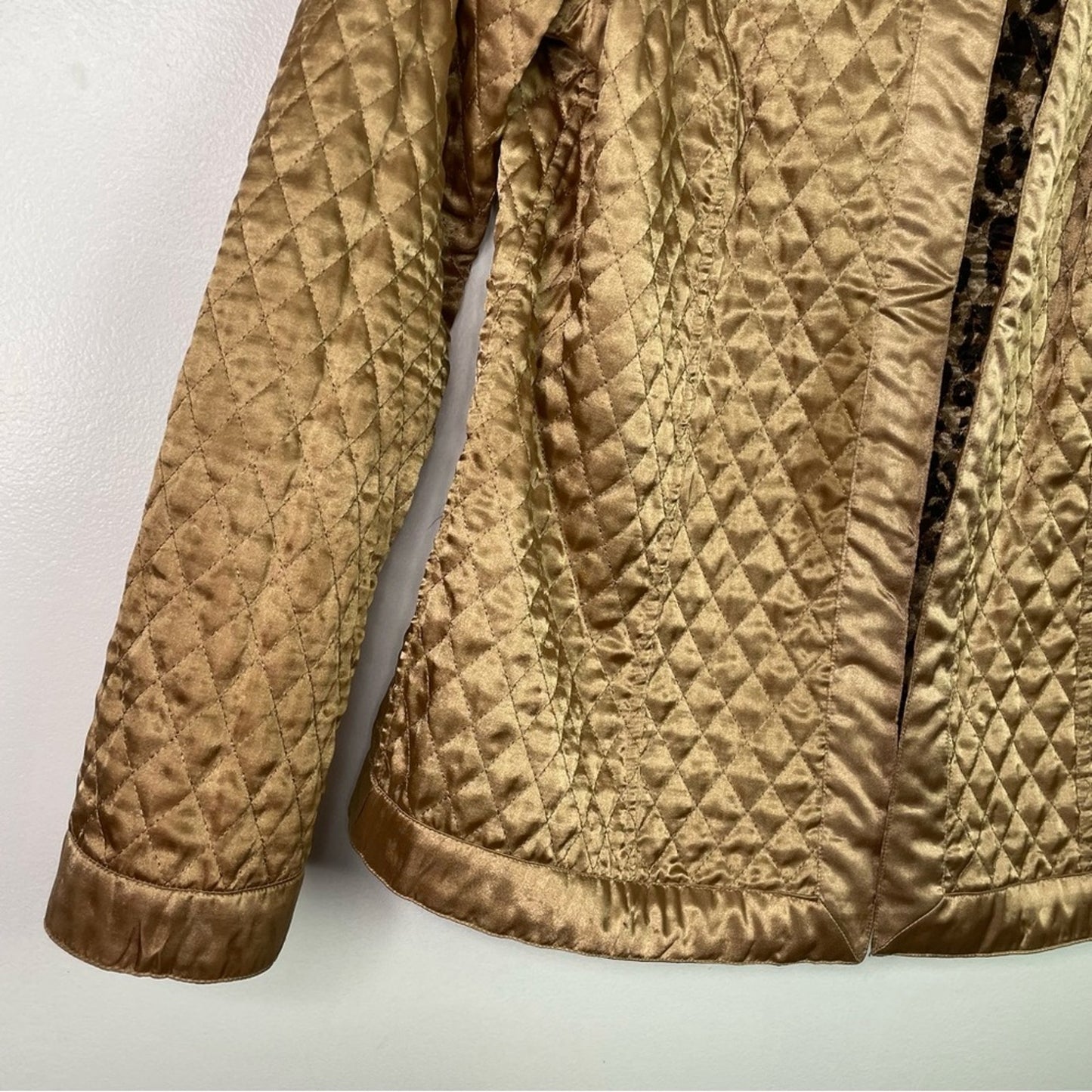 Leopard Print Quilted Jacket Bronze Reversible