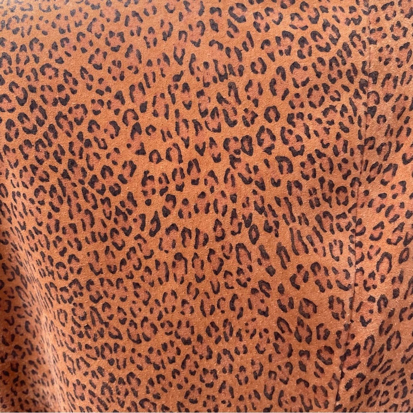 Vintage Suede Leopard Print Jacket Brown Tan Pearl Button S