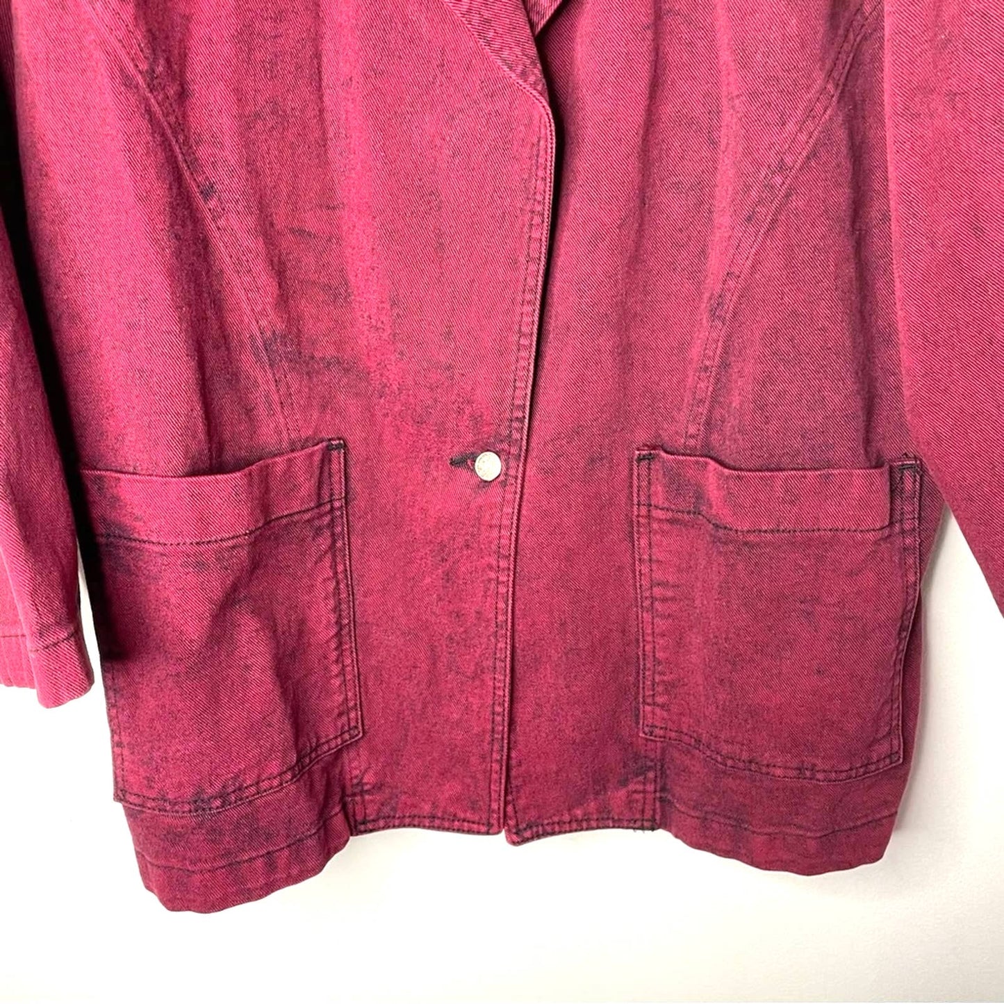 Sundance | Maroon Denim Jacket Long Pockets Vintage Jean Jacket Coat Large