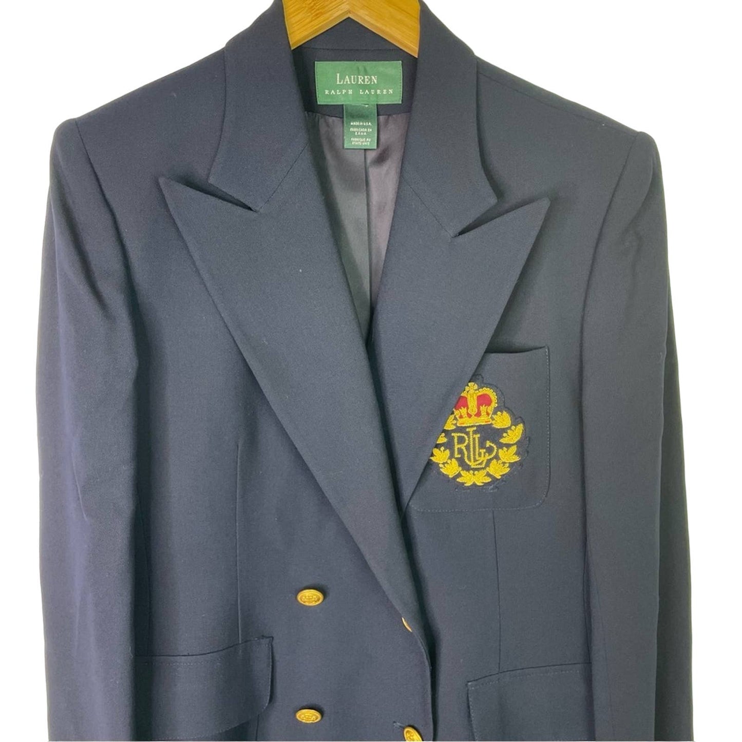 Ralph Lauren | Vintage Navy Blue Blazer Double Breasted Wool Emblem