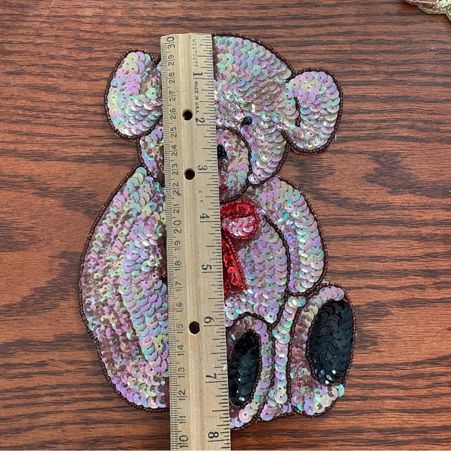 Vintage | Teddy Bear Sequin Patch Embellishment Brown