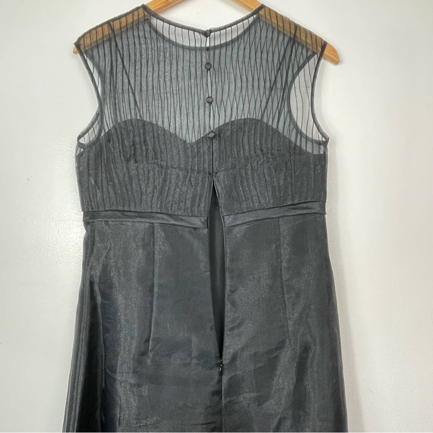 Vintage Black Cocktail Dress with Bow Sheer Top 8