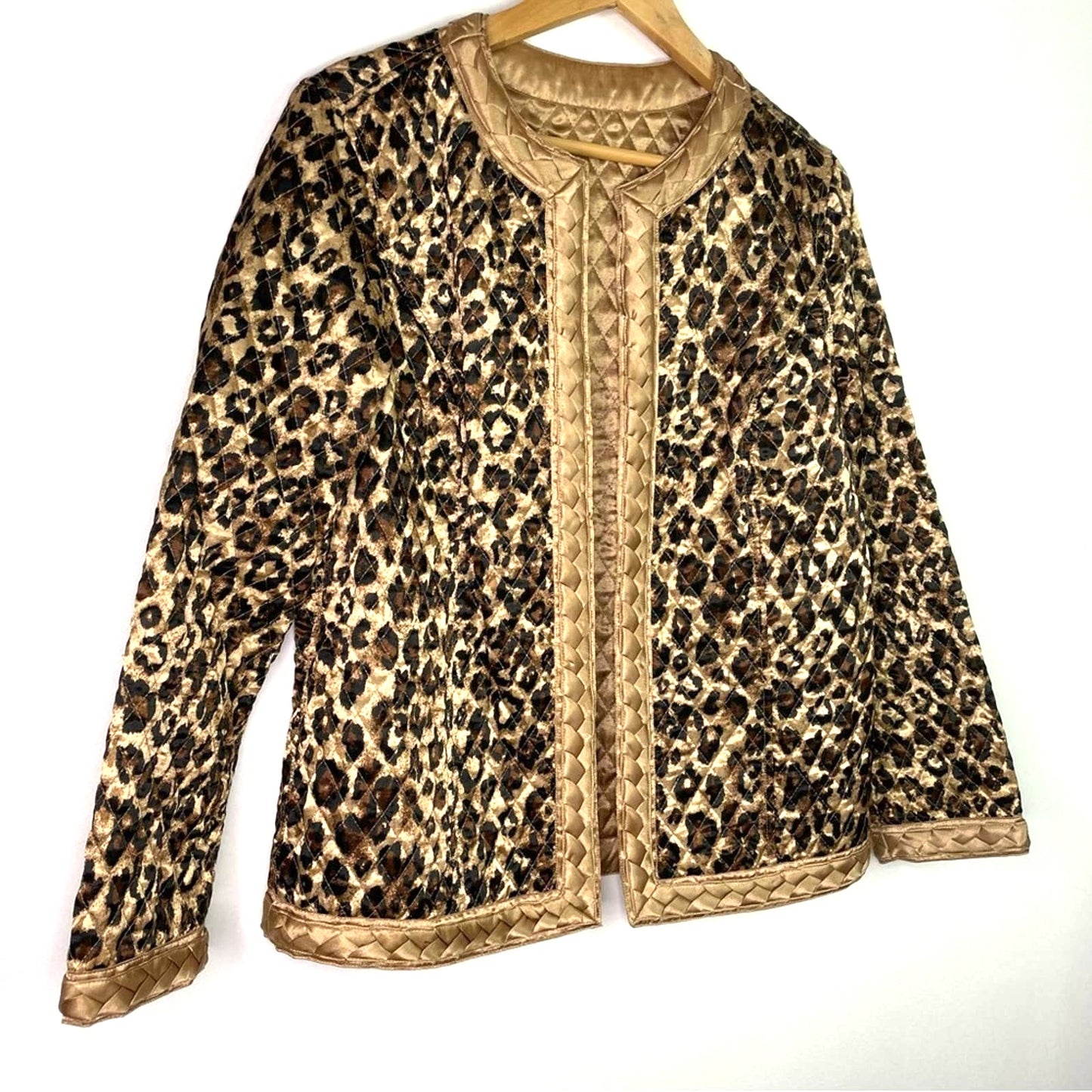Leopard Print Quilted Jacket Bronze Reversible