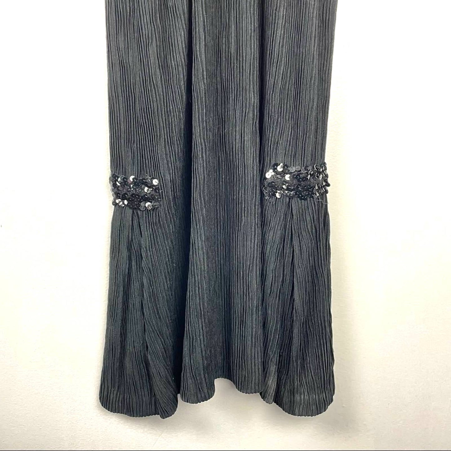 Vintage Black Maxi Dress Sequins Drop Waist