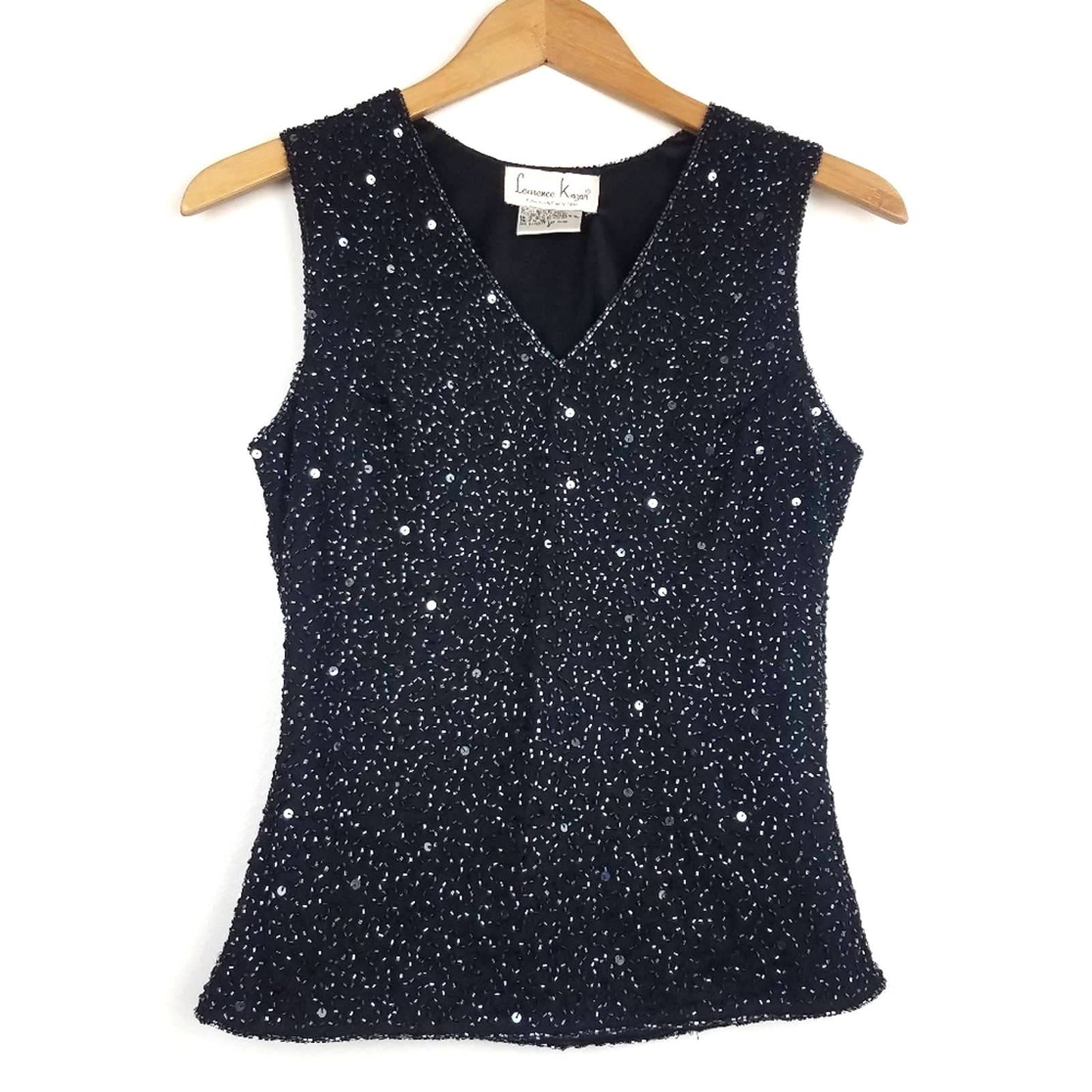 Vintage Laurence Kezar | Beaded Sequin Black Tank