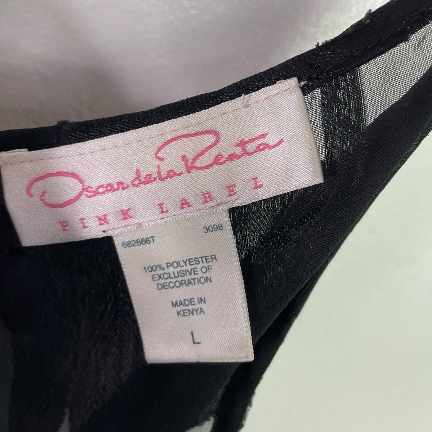 Oscar de la Renta Black Sheer Slip Top Large Floral Roses