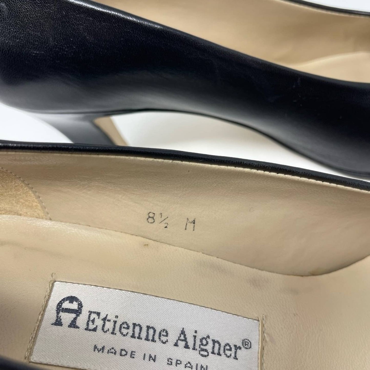 Etienne Aigner Black Leather Heels Vintage 8.5