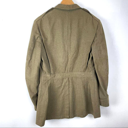 Vintage Mens Wool Military Jacket World War II Green Coat