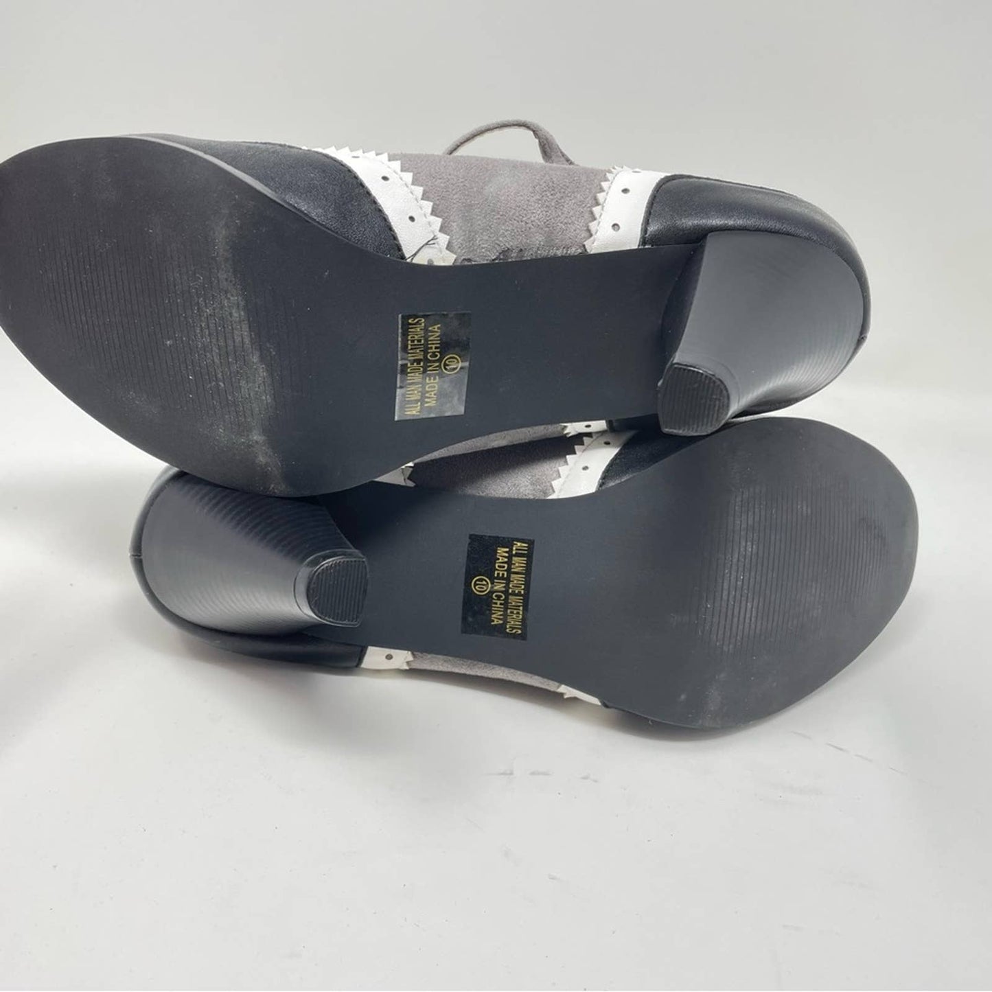 Chase + Chloe Mary Janes T strap Black Gray White 10