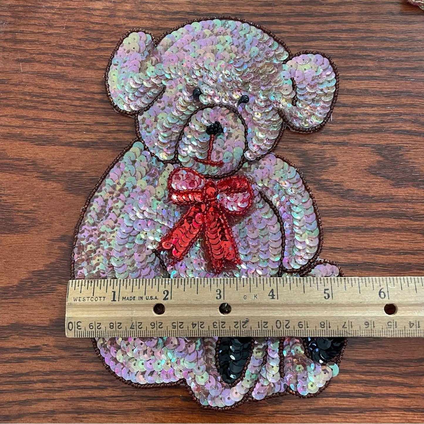 Vintage | Teddy Bear Sequin Patch Embellishment Brown