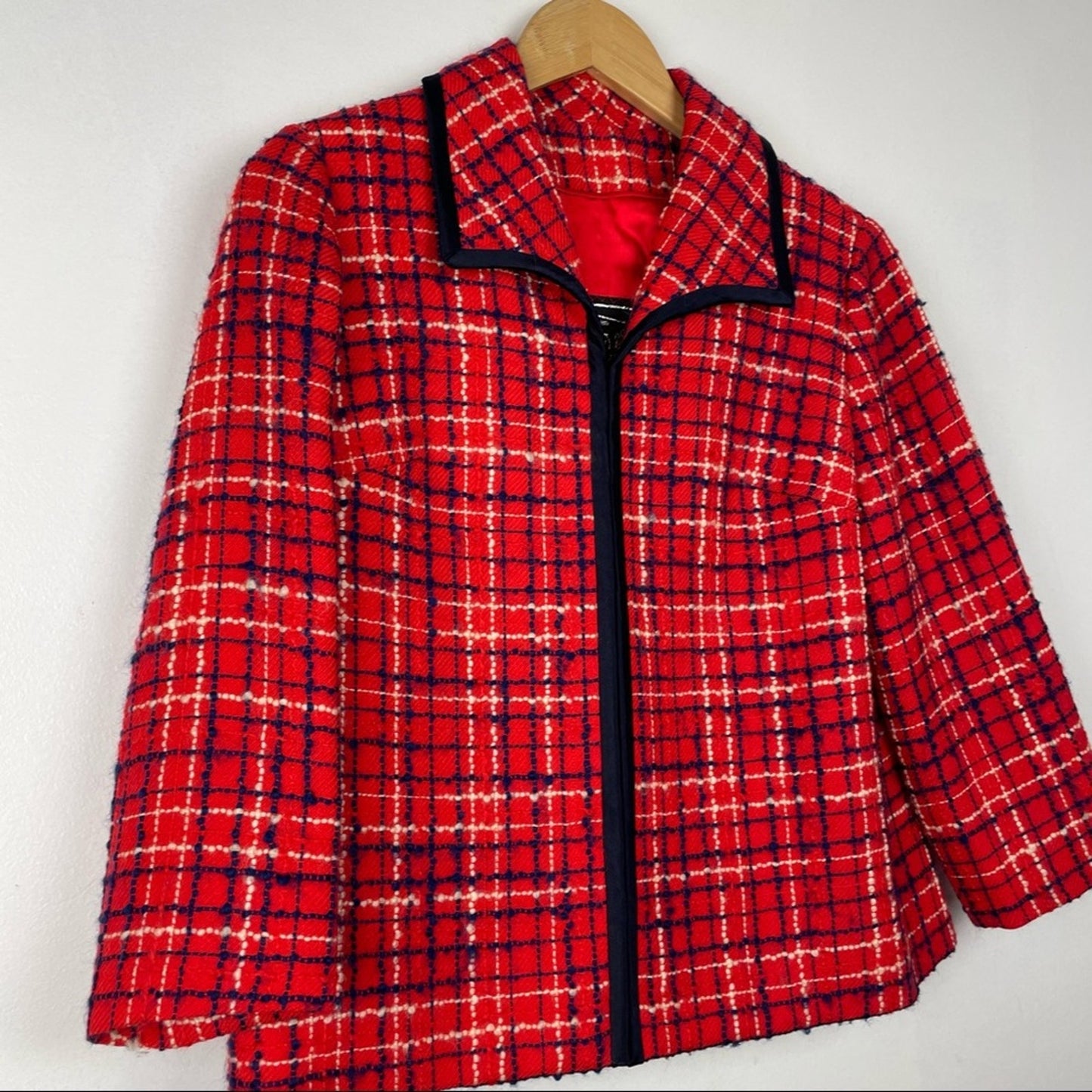 Vintage | Red Plaid Blazer Jacket New Flamingo Fashions 1960s